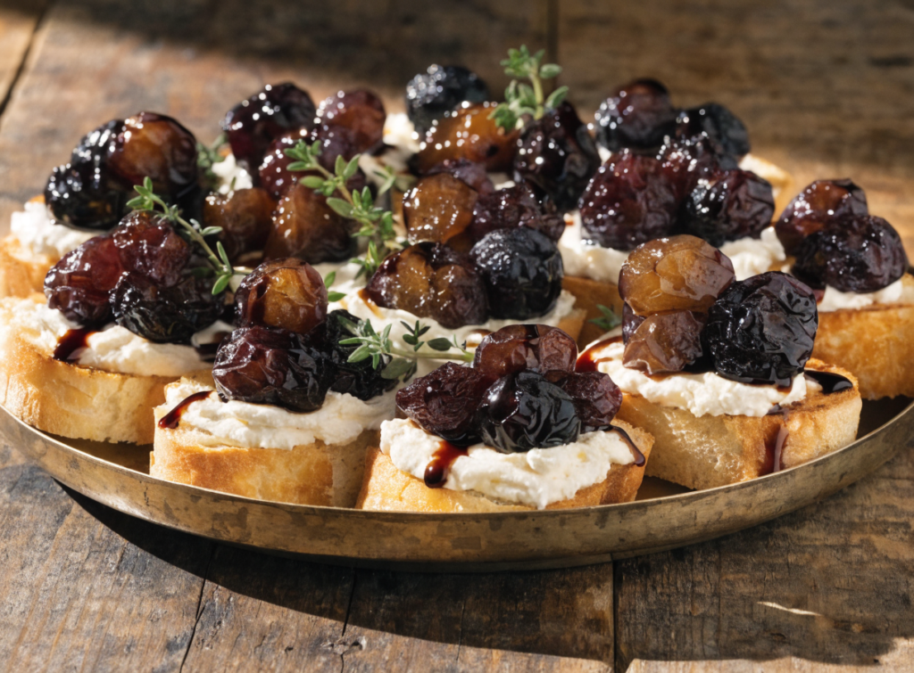 ricotta_crostini_with_roasted_grapes